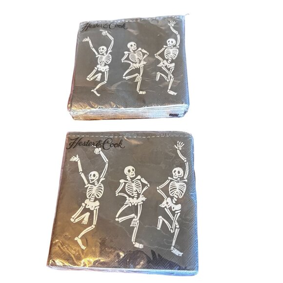 Hester & Cook Skeleton Dance Paper Cocktail Napkins 3-Ply Halloween Party - Picture 1 of 5
